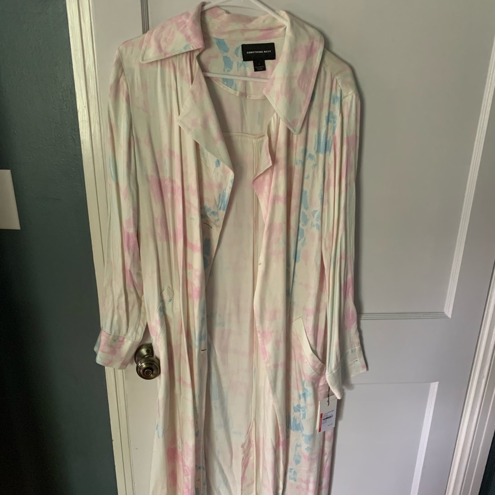 BNWT Something Navy Tie Dye Duster